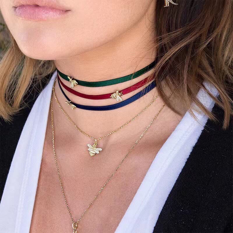 APM Monaco Gold Bee Charm Necklace